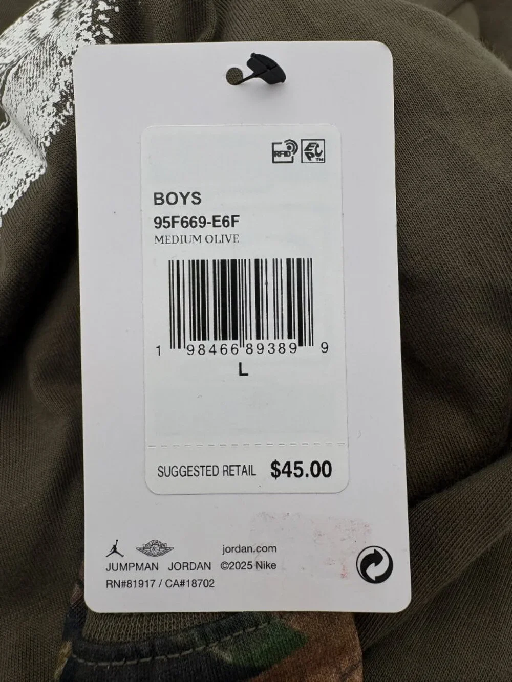 NWT Boys Jordan Size Large Jordan 23 Long-Sleeve T-Shirt Two In One Design